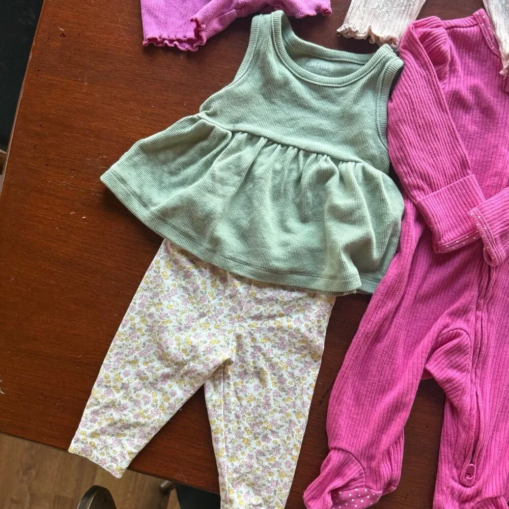 CARTERS baby girls lot of outfits ribbed tank peplum dresses with shorts, etc